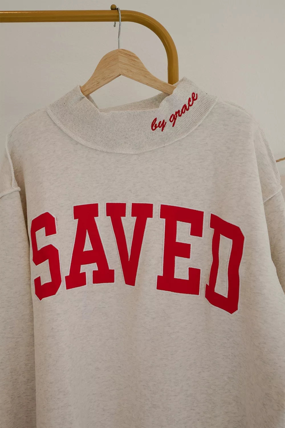 SAVED Letter Graphic Crew Neck Sweatshirt