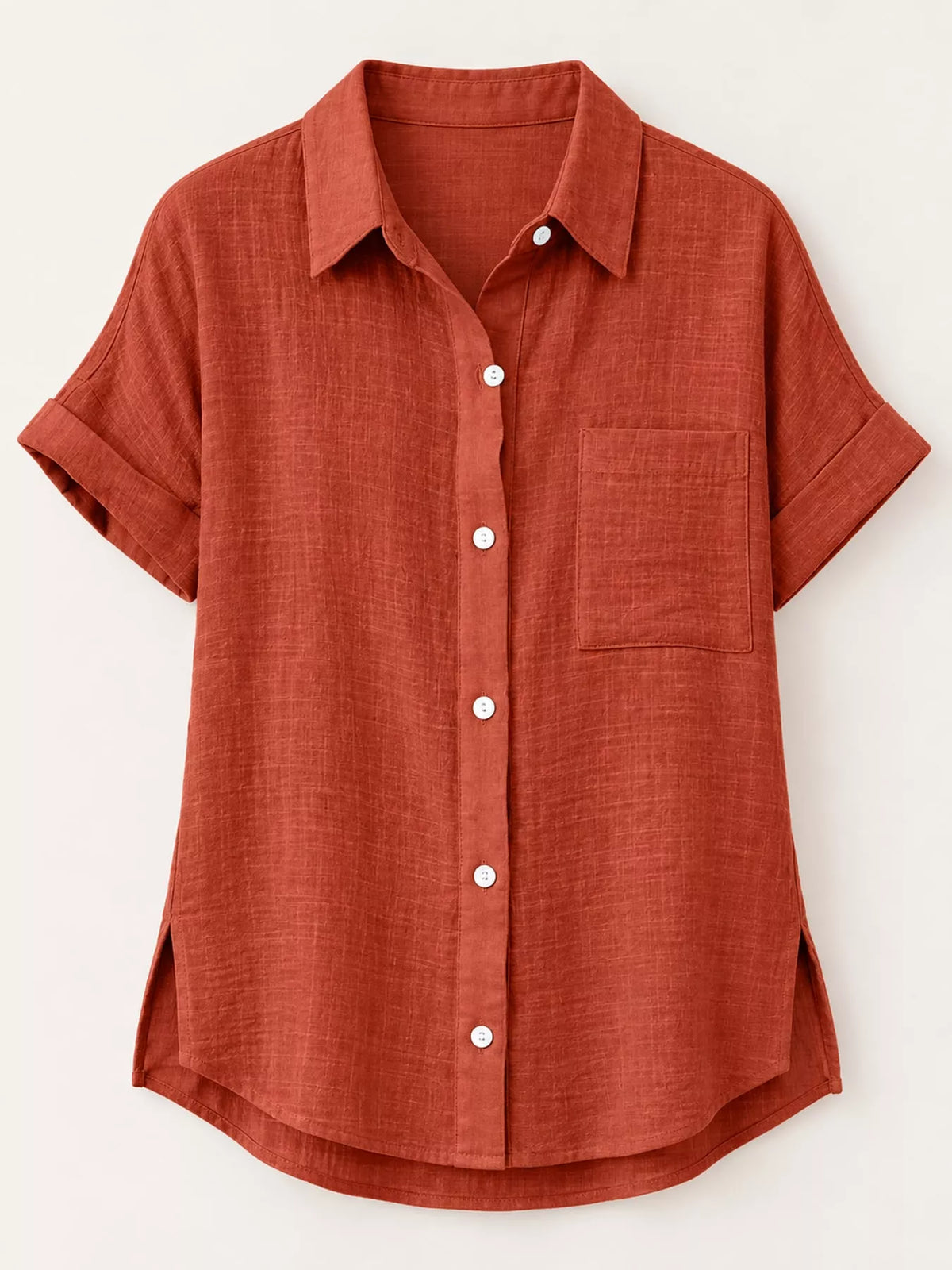 Full Size Button Up Short Sleeve Shirt Plus Size