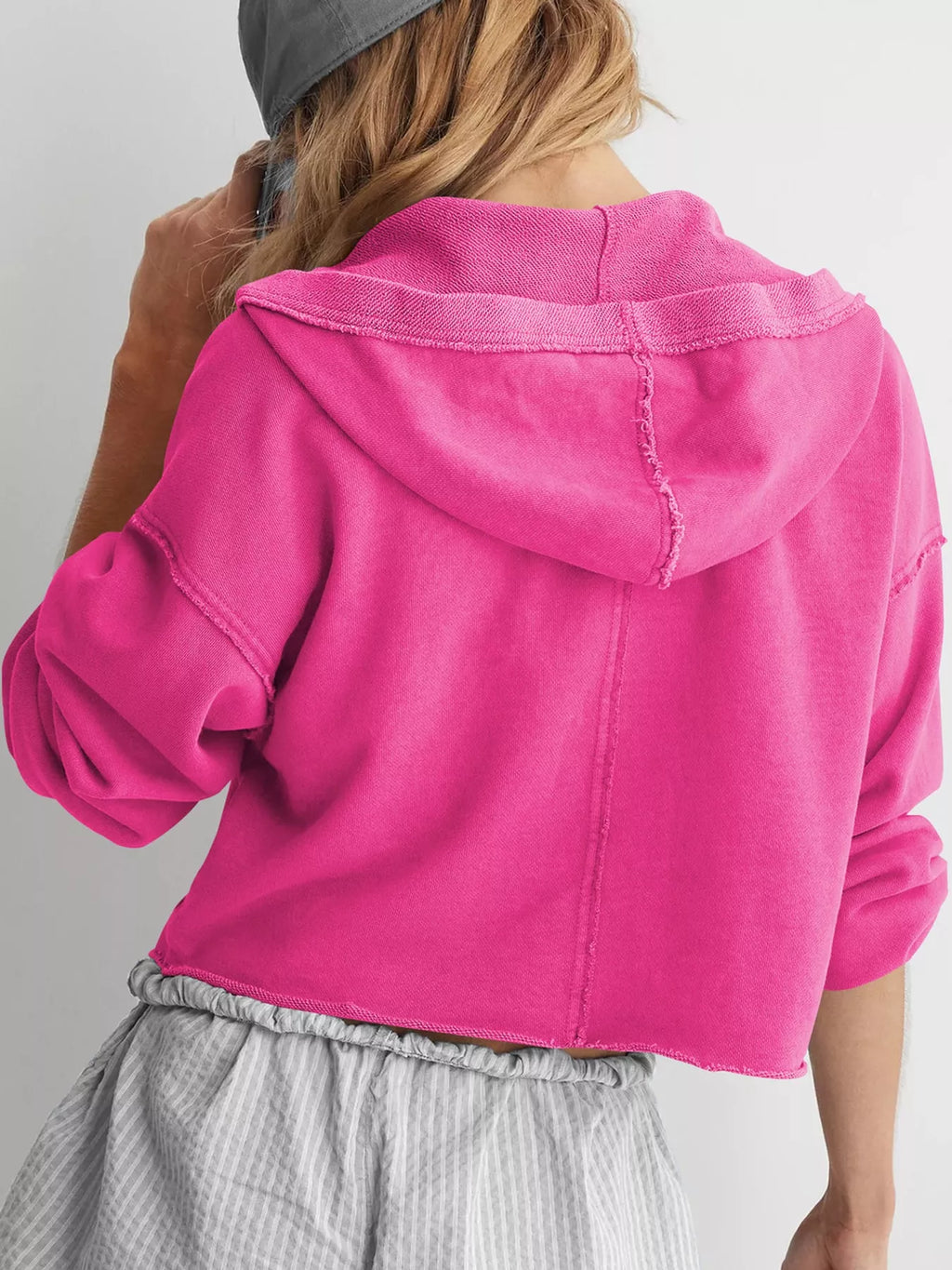 Dropped Shoulder Cropped Hoodie