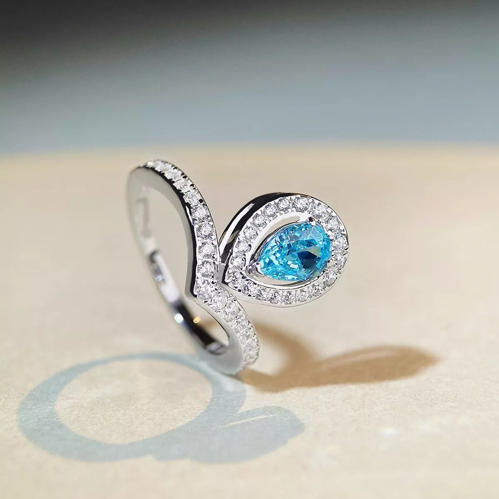 925 Sterling Silver Zircon Teardrop Ring