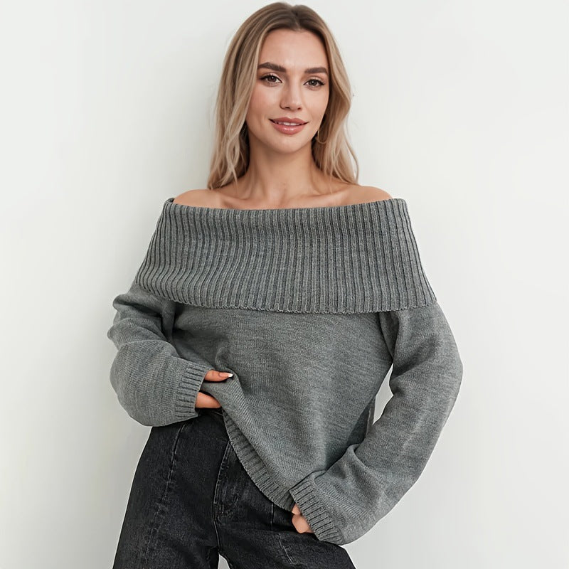 Women's Off-shoulder Casual Loose-fit Pullover Sweater
