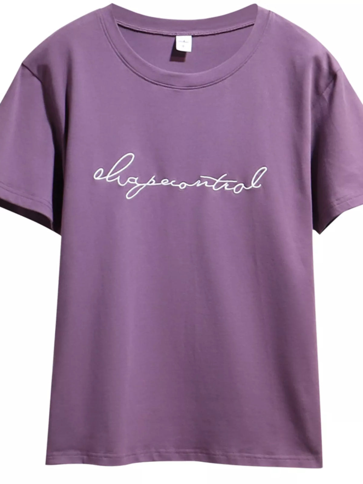 Full Size Letter Embroidered Round Neck T-Shirt Plus Size