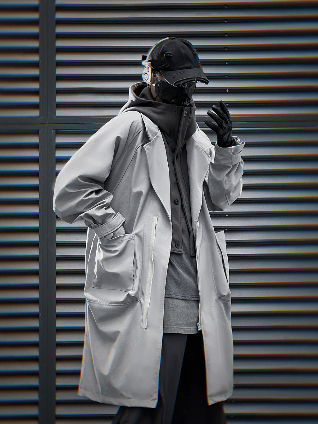 HiJ36 Grey Urban Trench Coat