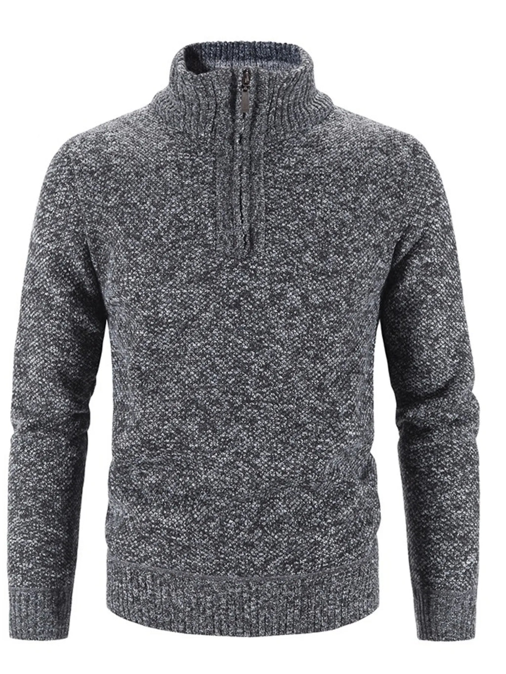 Men's Plus Size Quarter Zip Long Sleeve Sweater