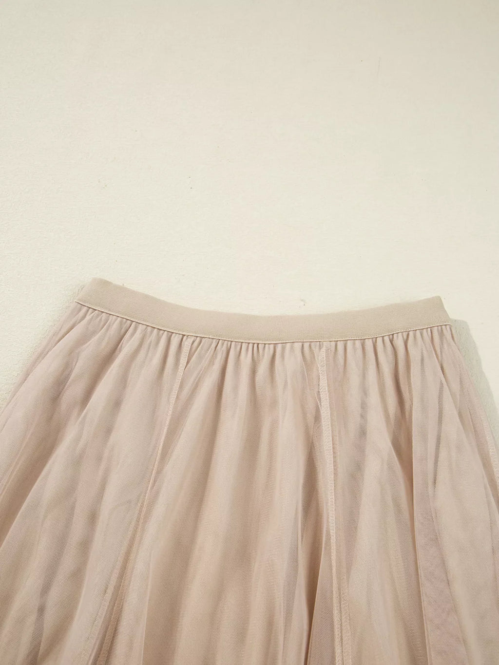 Tulle Mesh Overlay Flared Midi Skirt
