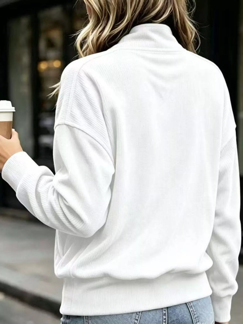 Full Size Quarter-Snap Sweatshirt with Kangaroo Pocket Plus Size