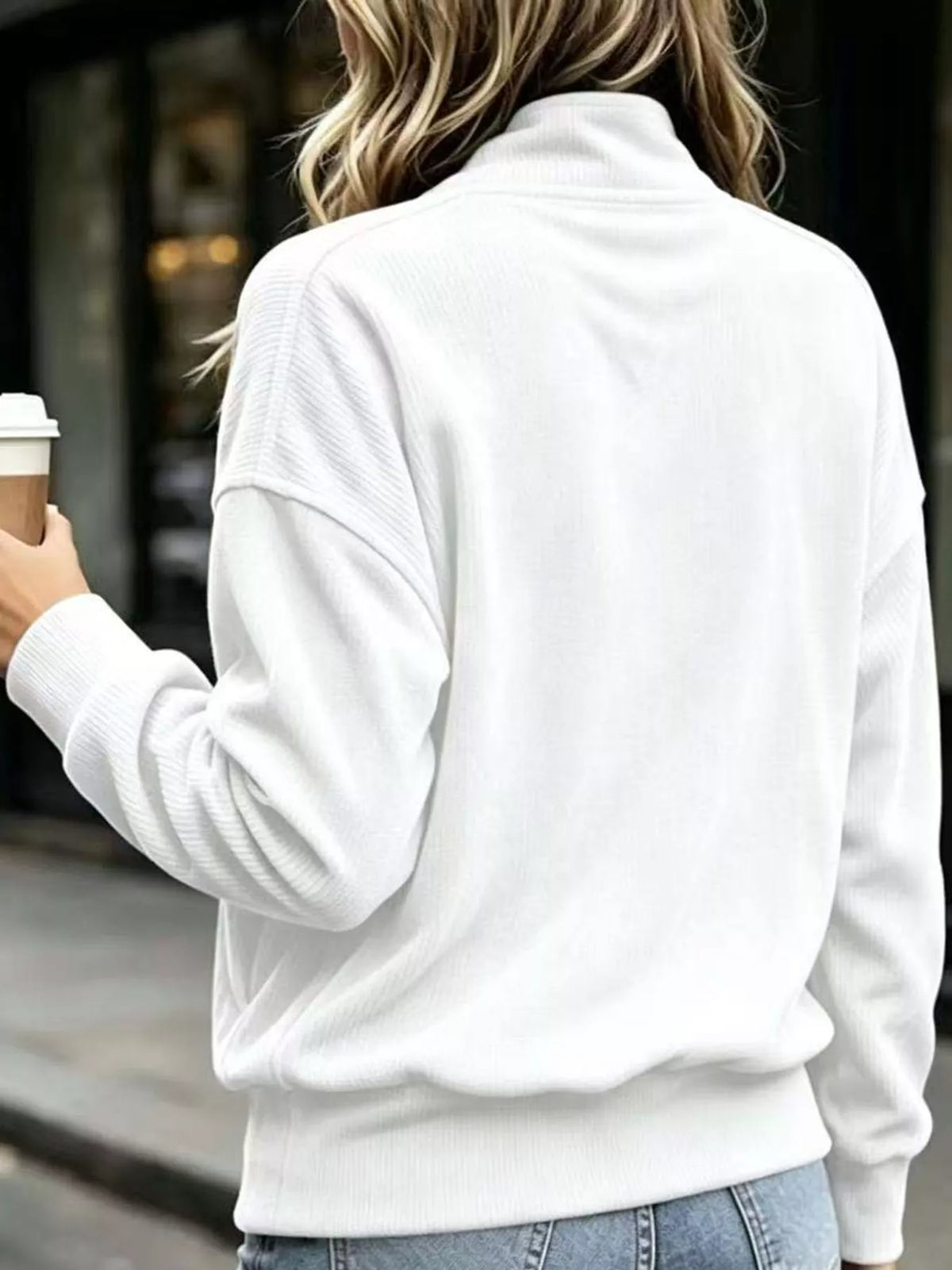 Full Size Quarter-Snap Sweatshirt with Kangaroo Pocket Plus Size