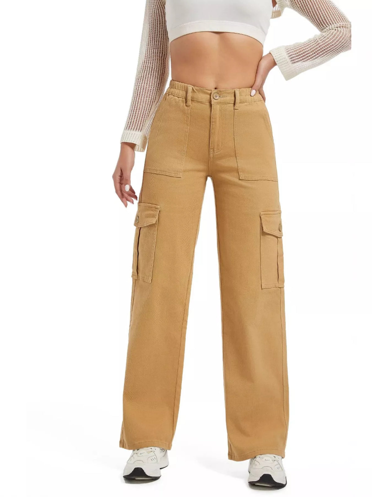 High-Waisted Cargo Jeans