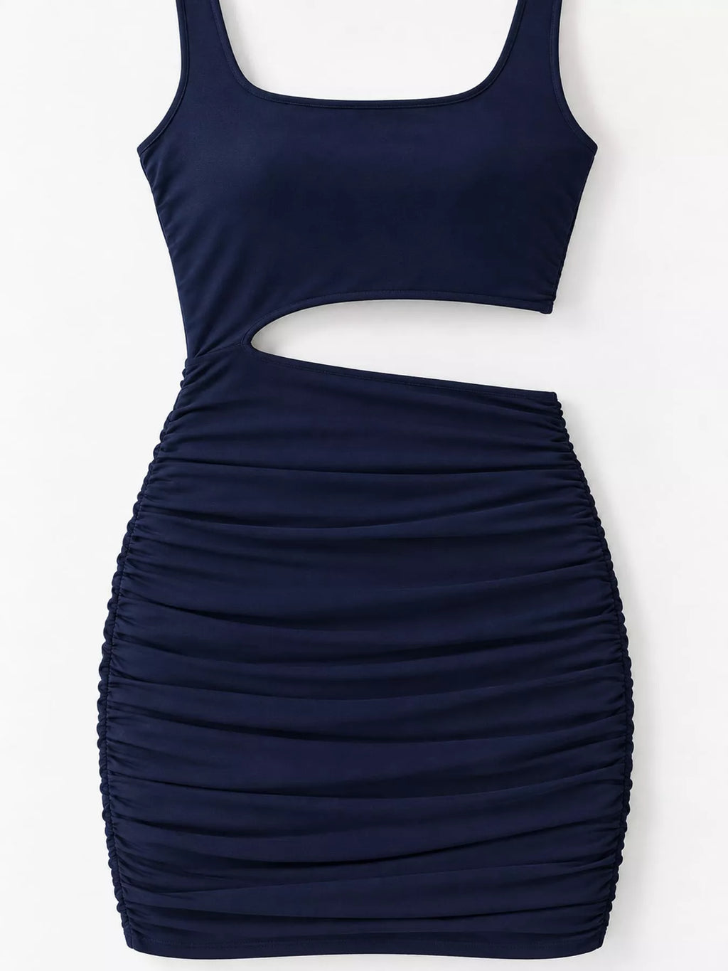 One-Shoulder Cutout Ruched Bodycon Mini Dress