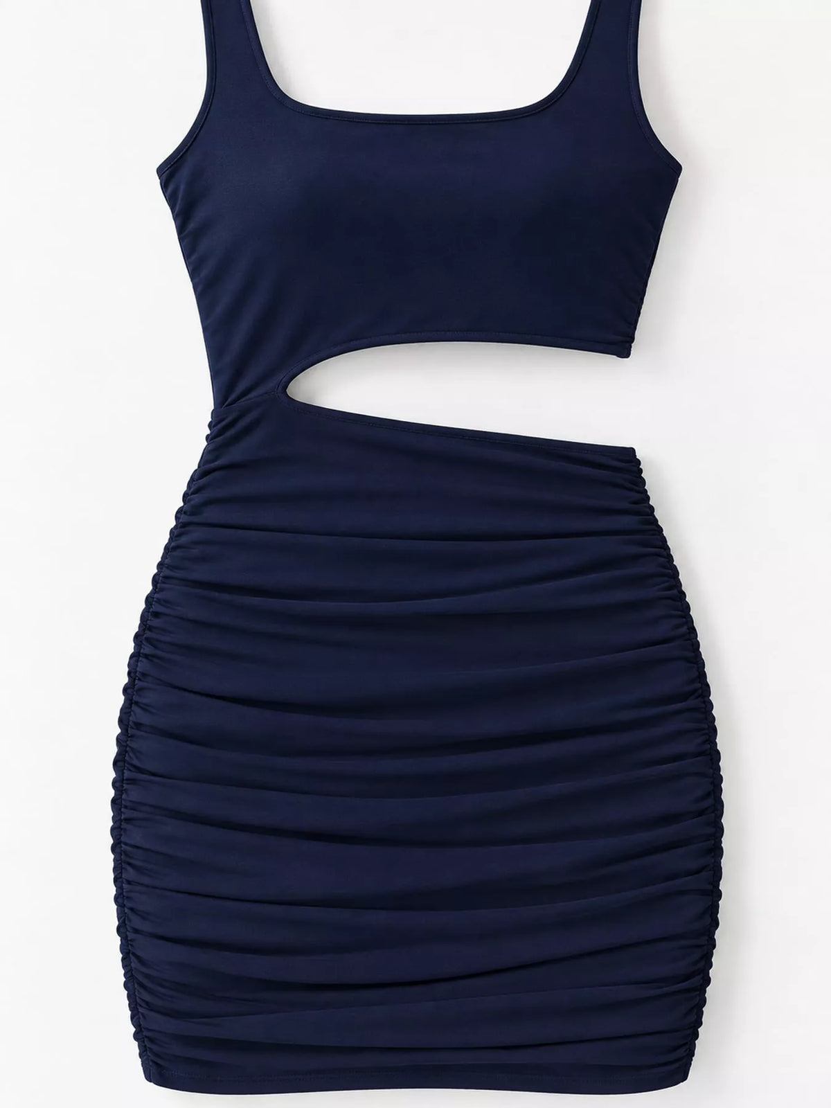One-Shoulder Cutout Ruched Bodycon Mini Dress
