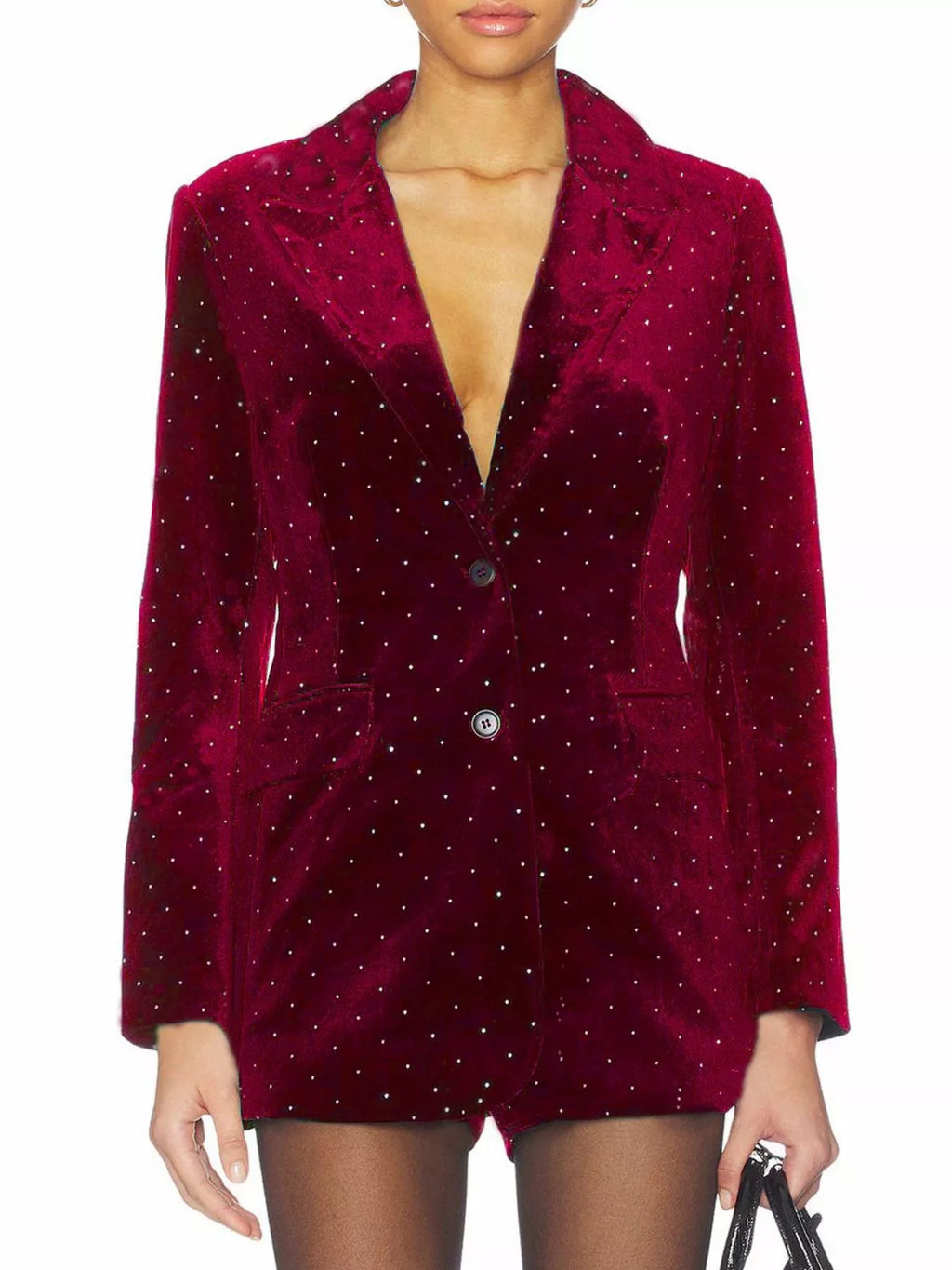 Rhinestone Embellished Single-Breasted Blazer