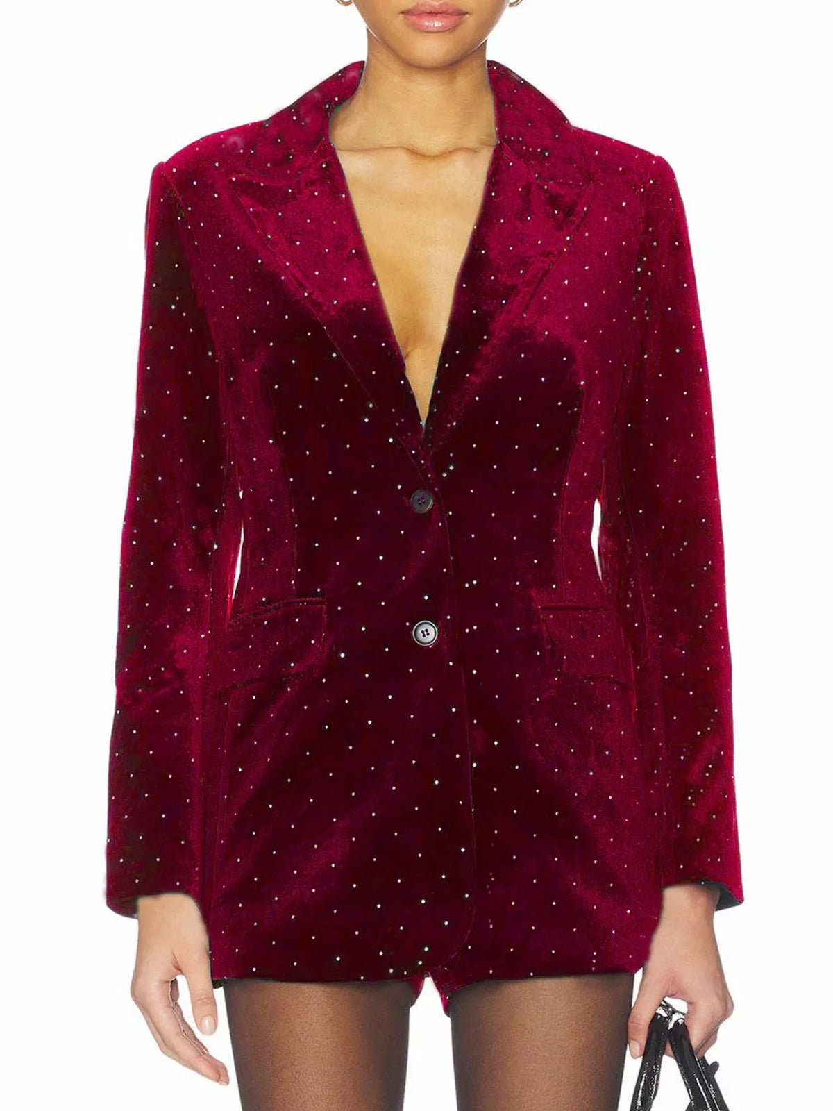 Rhinestone Embellished Single-Breasted Blazer