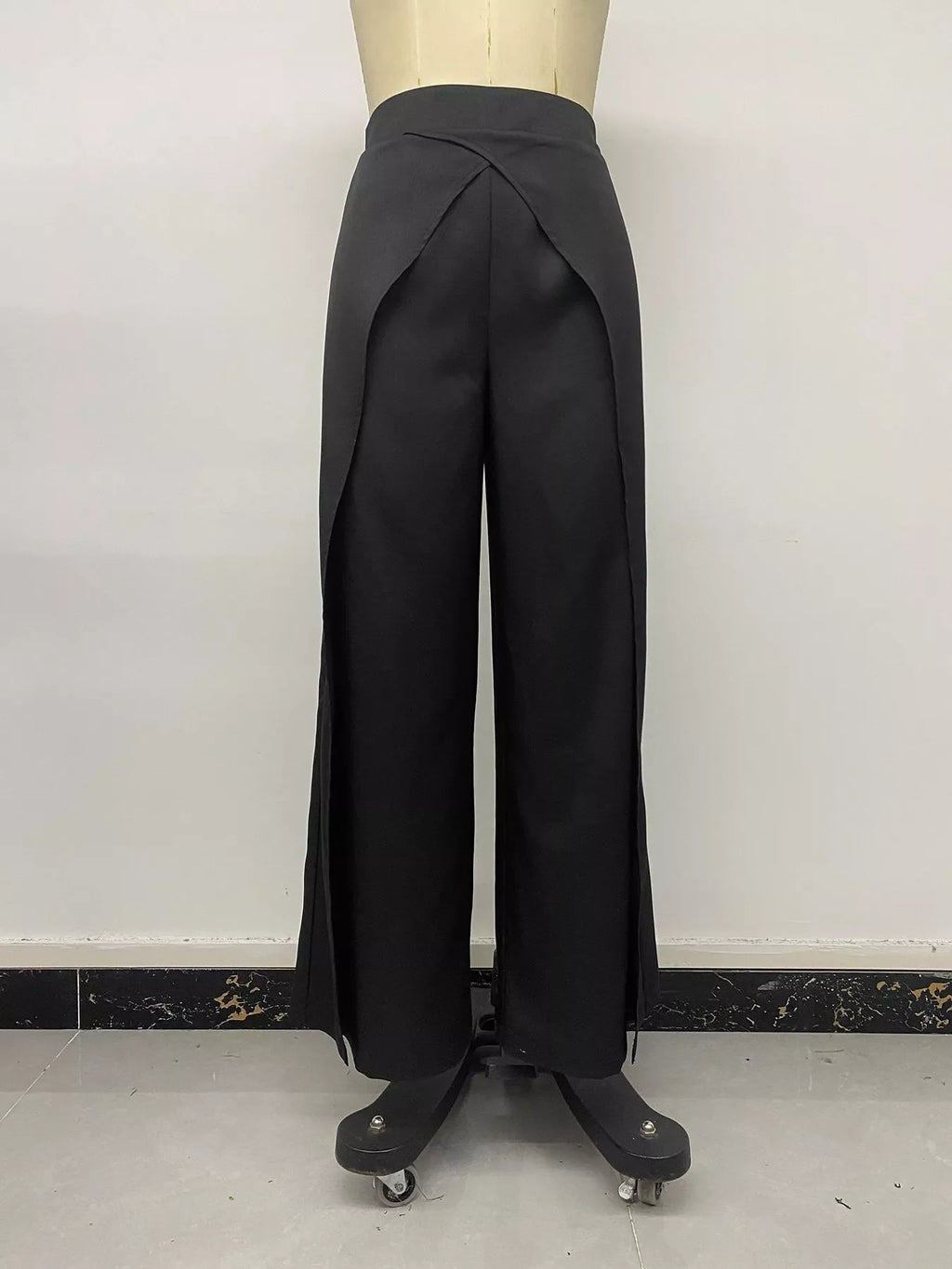 Wide-Leg Pants with Overlap Front Detail
