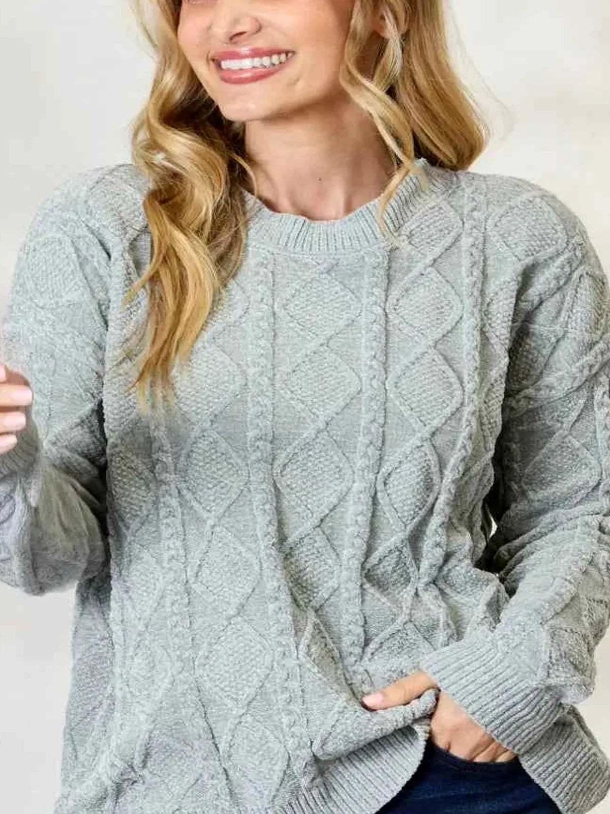 Cable Knit Round Neck Sweater