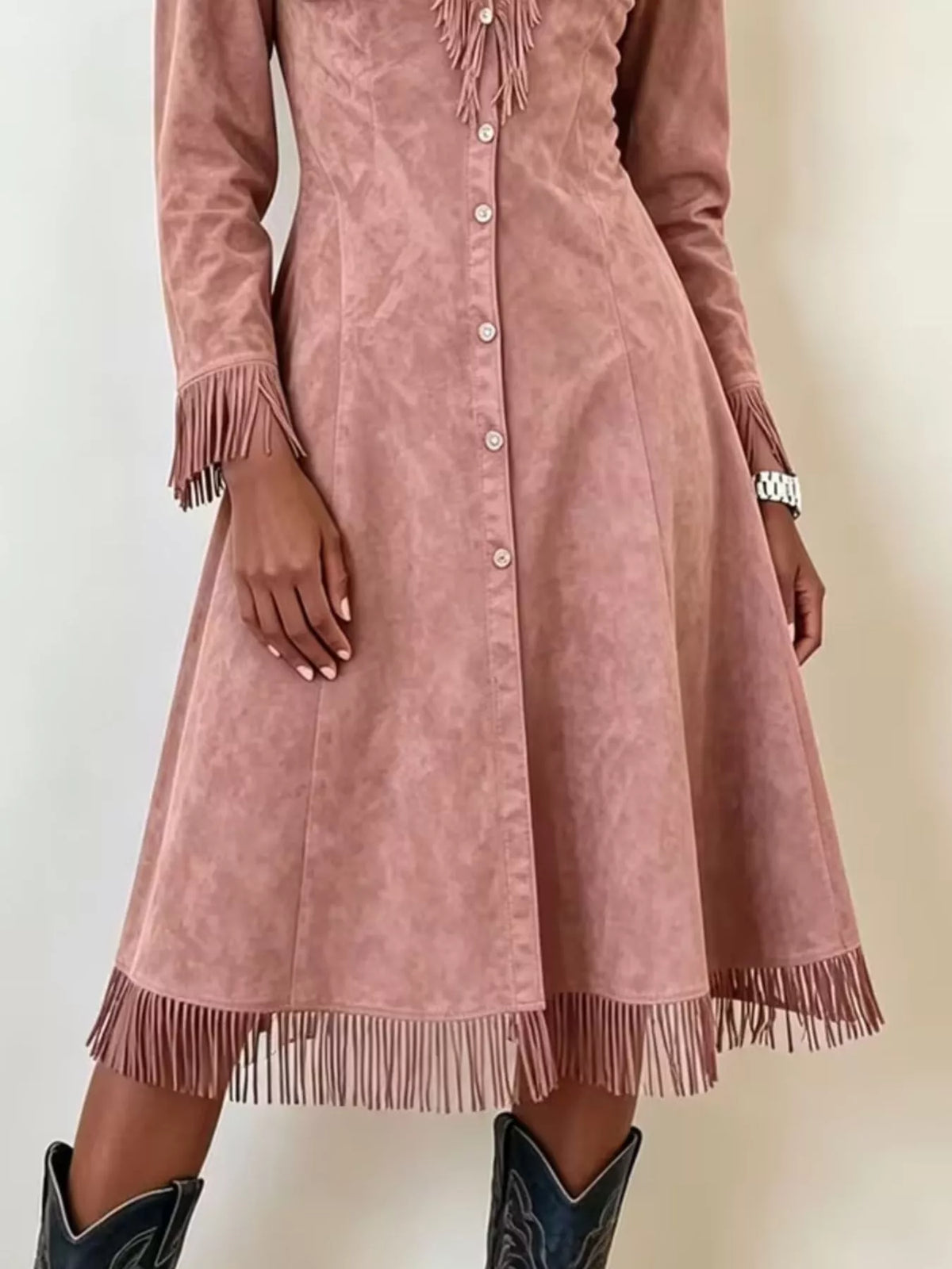 Full Size Fringed Button-Down Outerwear Plus Size