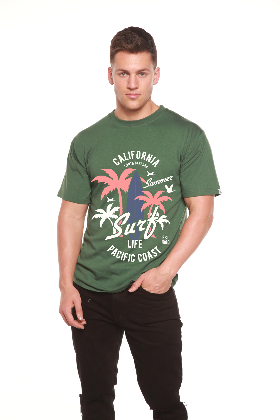 California Surf Men's Bamboo Viscose/Organic Cotton Short Sleeve Graphic T-Shirt