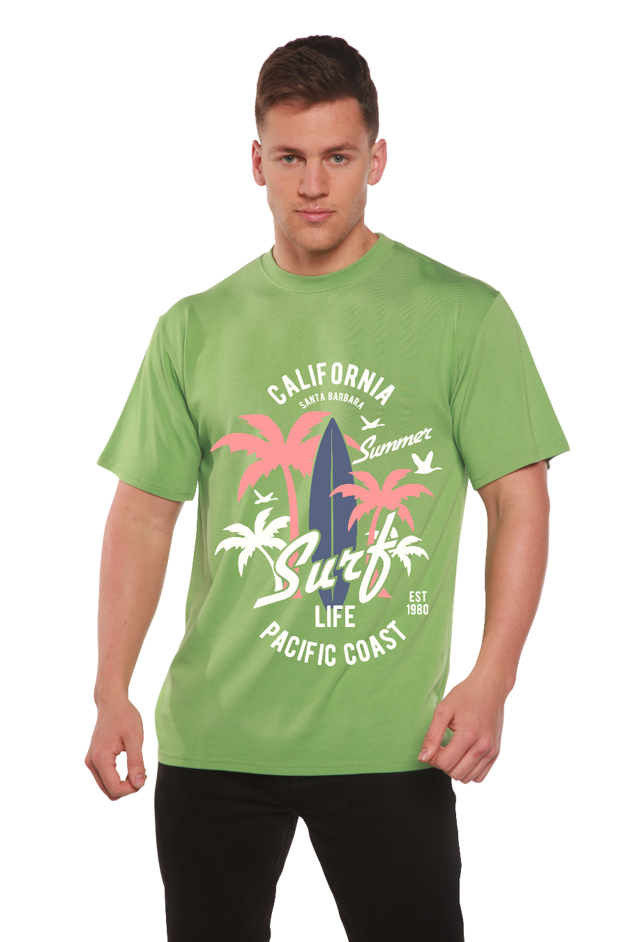 California Surf Men's Bamboo Viscose/Organic Cotton Short Sleeve Graphic T-Shirt