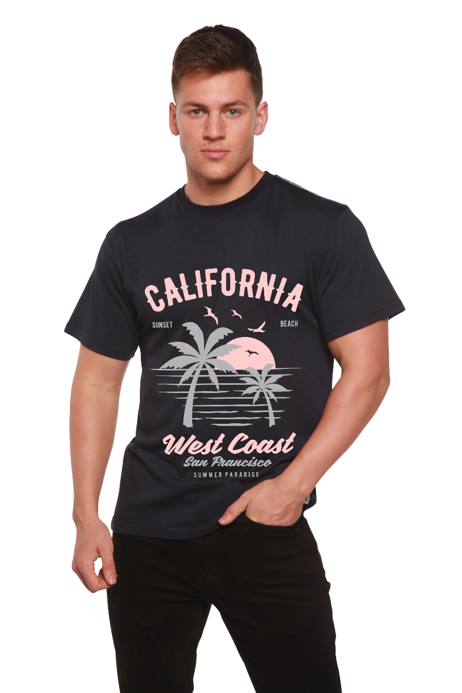 California West Coast Men's Bamboo Viscose/Organic Cotton Short Sleeve Graphic T-Shirt