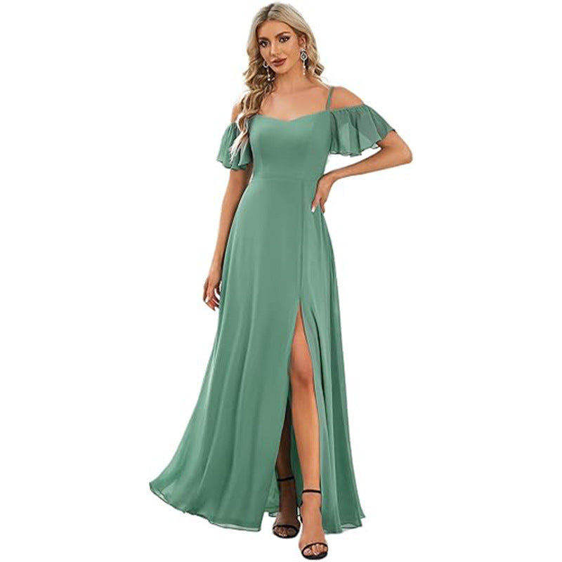 Off-shoulder Chiffon Maxi Dress, Womens Evening Gown