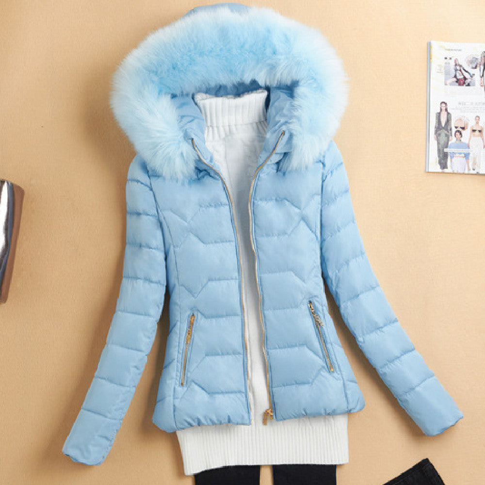 Big Fur Collar Cotton Coat Women