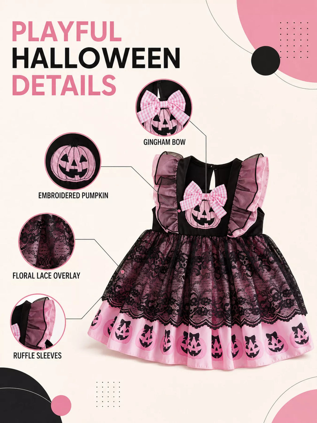 Children's Halloween Lolita Style Pumpkin Print Dress