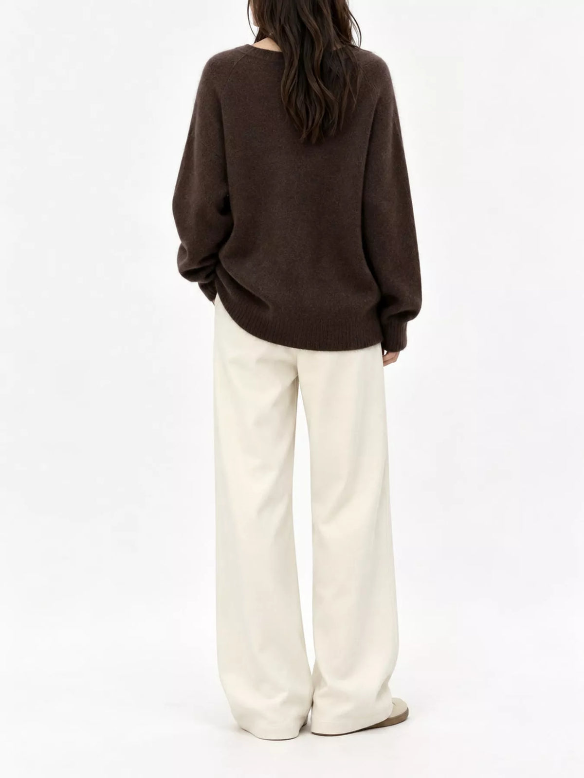 V-Neck Dropped Shoulder Sweater