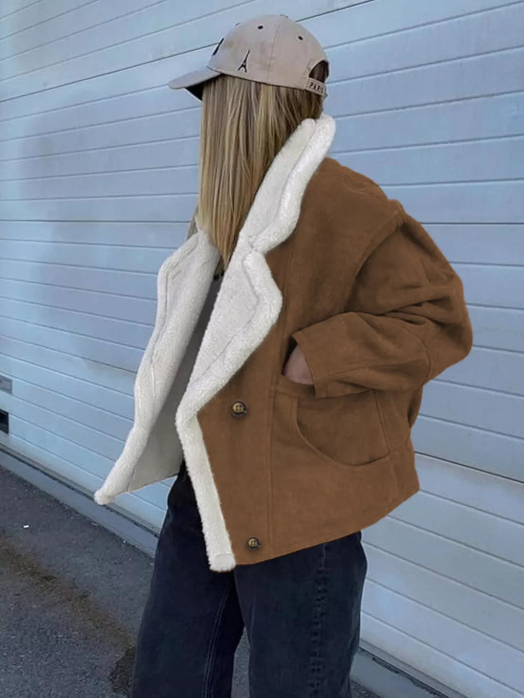 Plush Lined Dropped Shoulder Outerwear