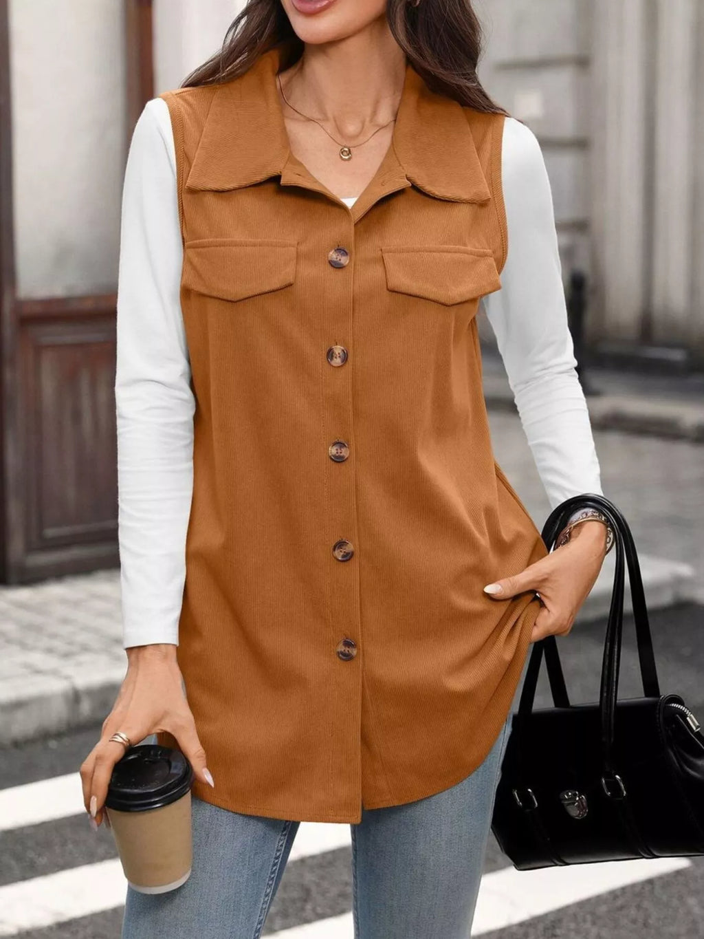 Button-Down Utility Vest Coat