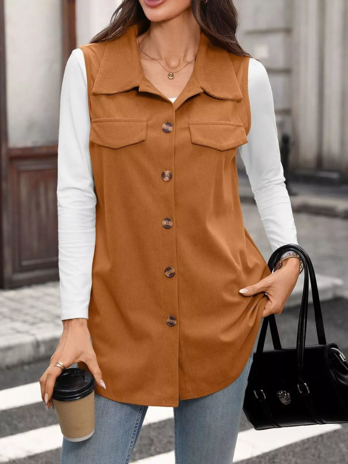 Button-Down Utility Vest Coat