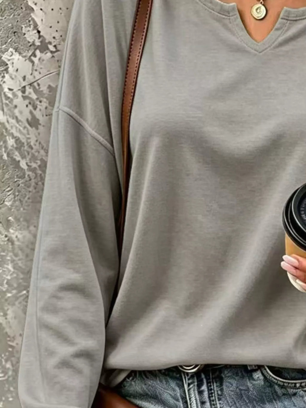 Full Size Solid Color Long Sleeve Loose T-Shirt Plus Size