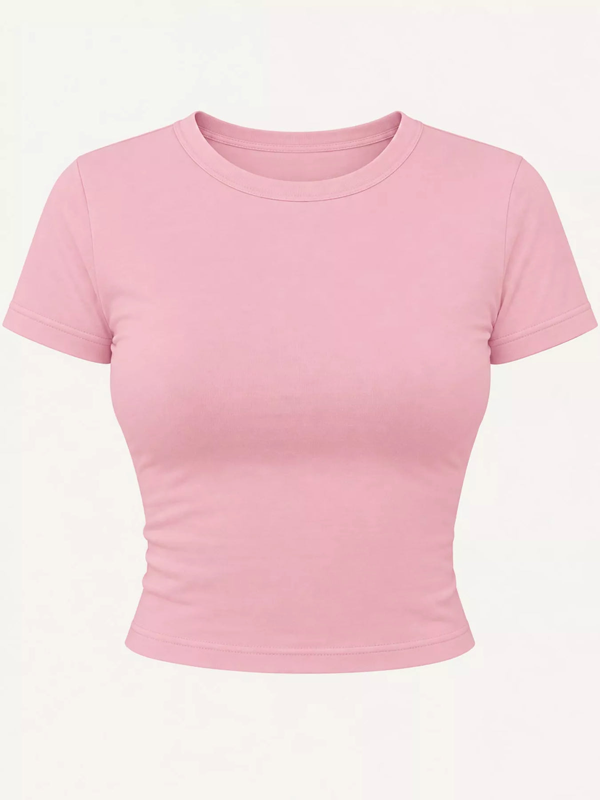 Slim Fit Basic Crew Neck Short Sleeve Crop T-Shirt