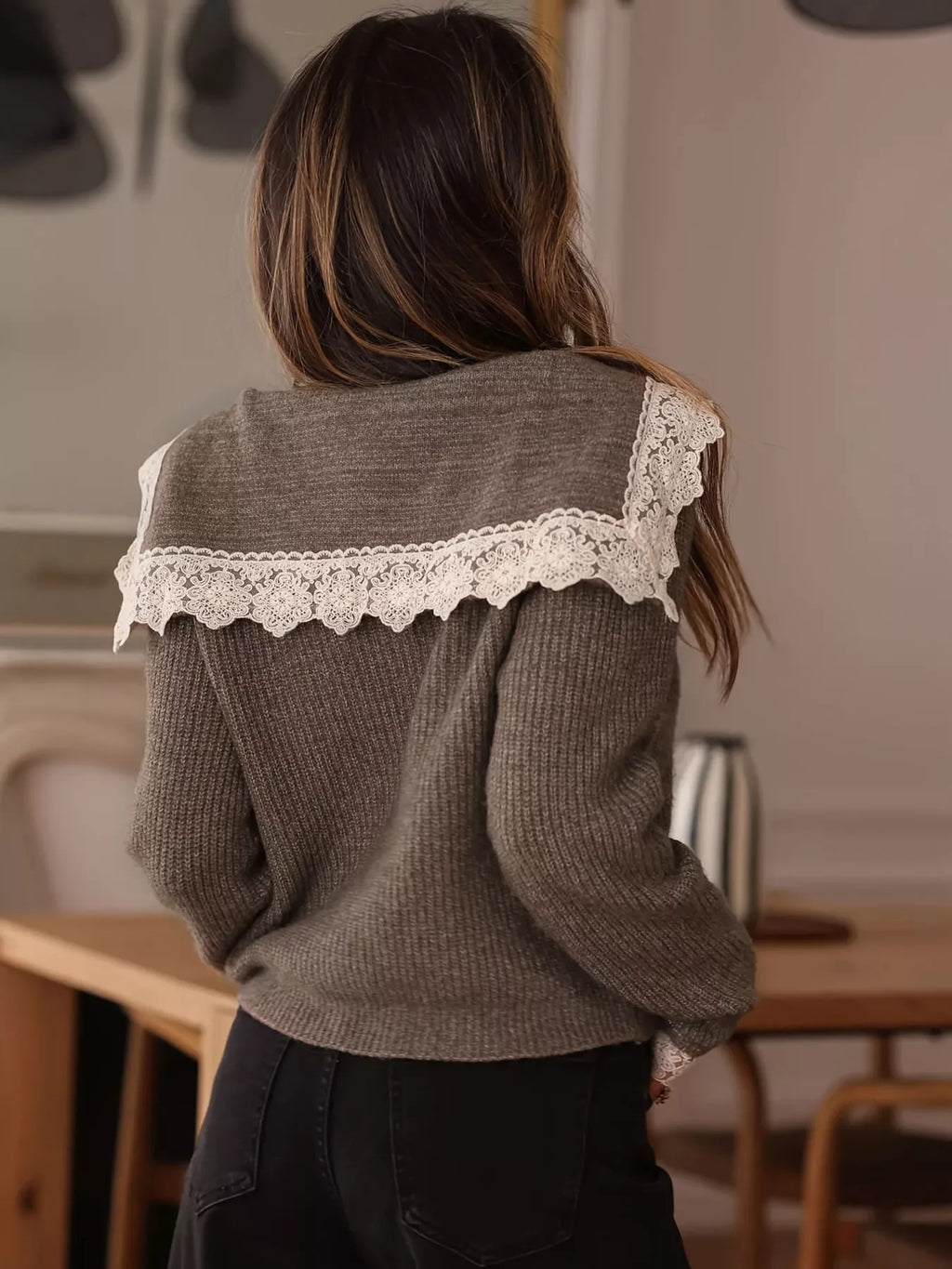 Lace Detail Button Up Cardigan
