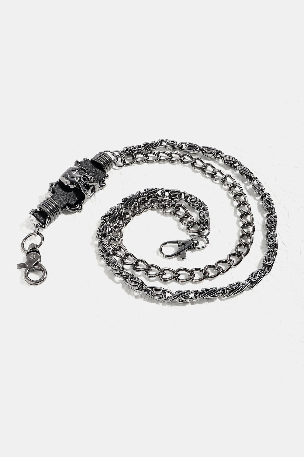 Double Layer Alloy Chain Belt with Skull Detail
