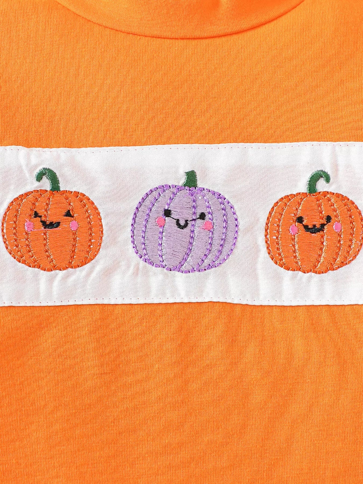 Children's Halloween Pumpkin Long Sleeve Top and Spiderweb Bell Bottom Set