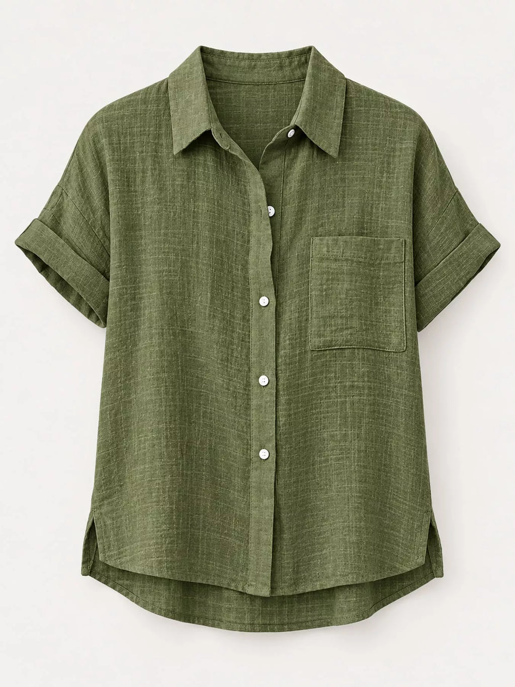 Full Size Button Up Short Sleeve Shirt Plus Size
