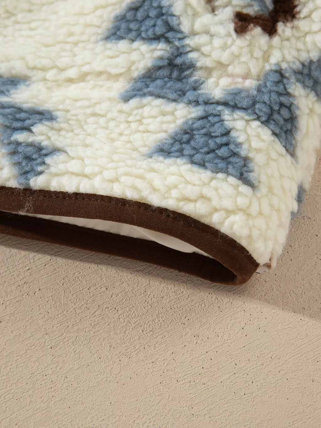 Geometric Print Sherpa Western Style Long Sleeve Sweatshirt
