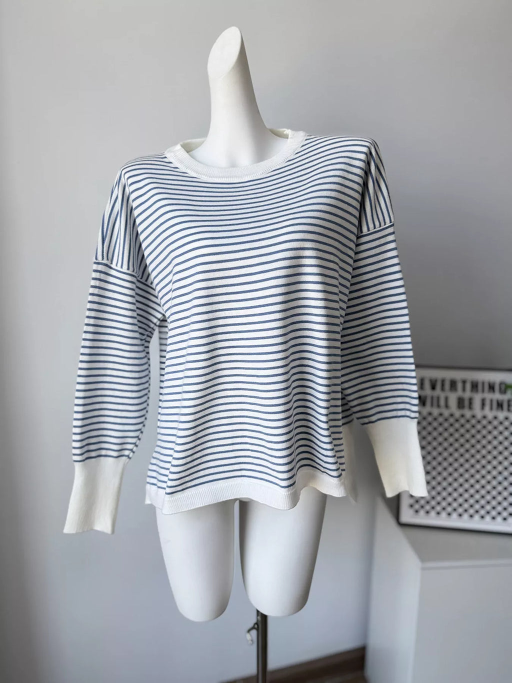 Striped Round Neck Knit Top