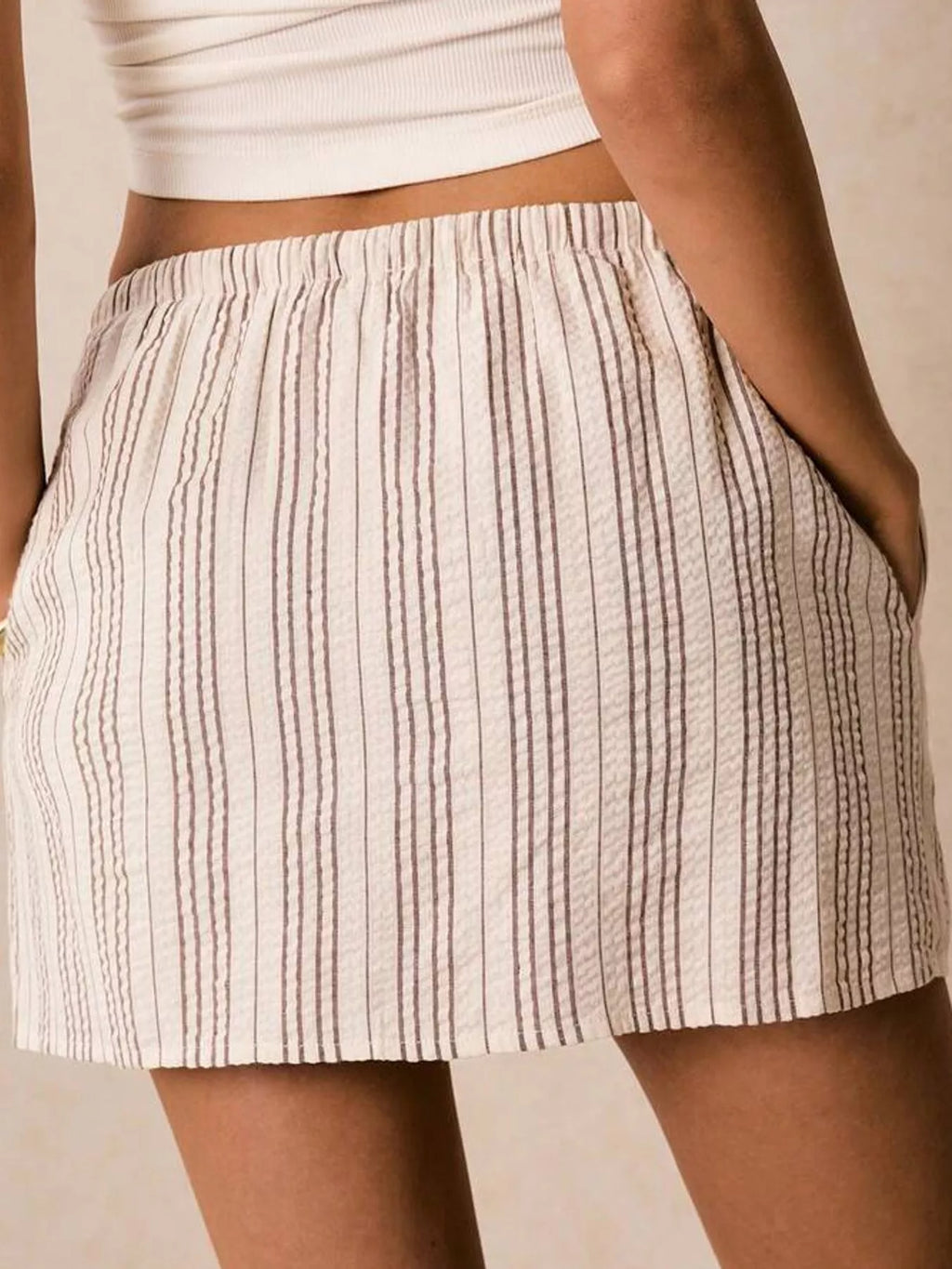 Striped Drawstring Mini Skort