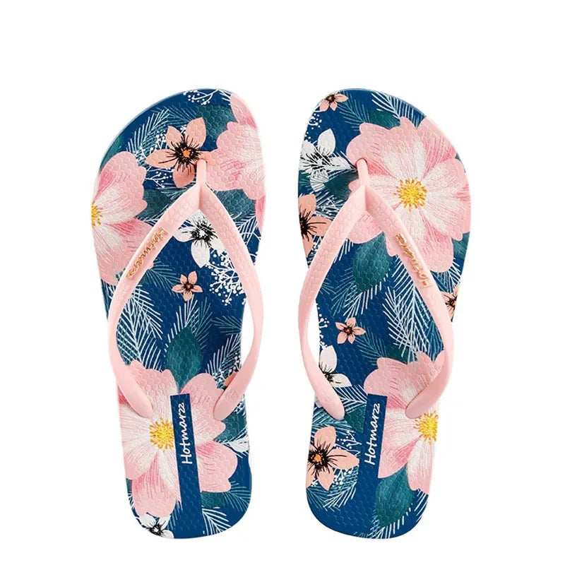 Floral Print Summer Toe Post Slippers