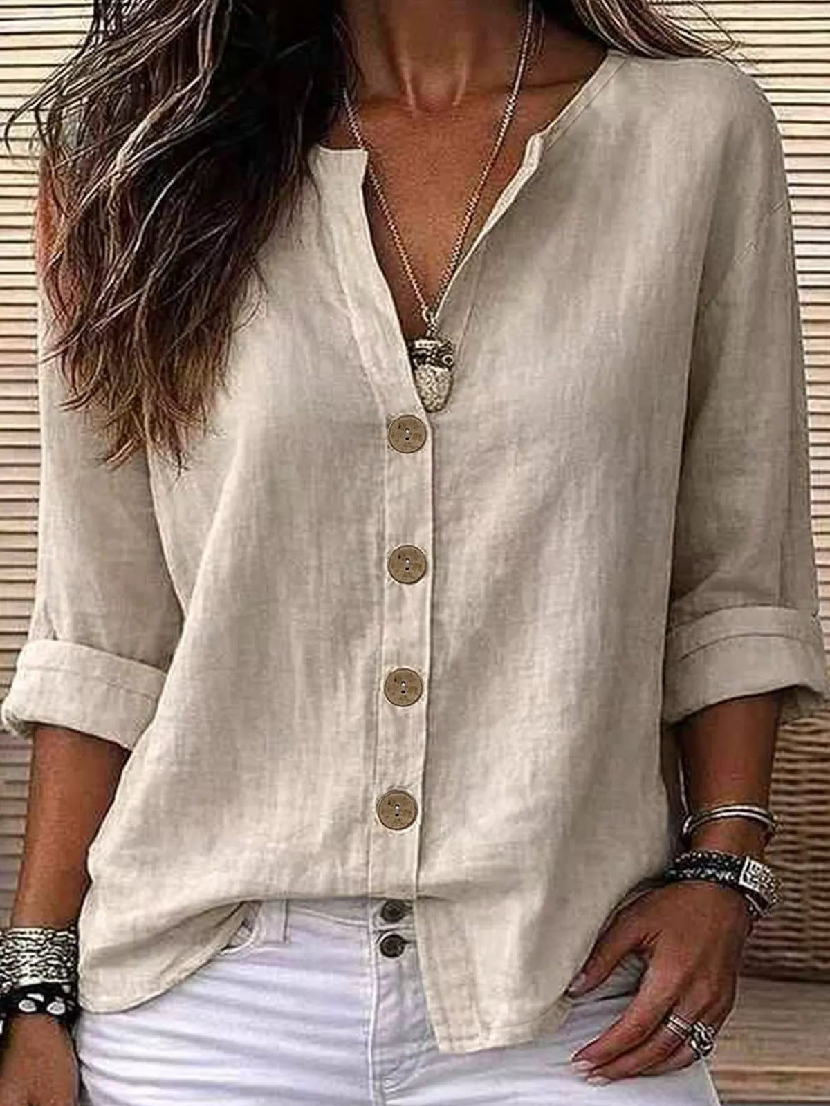 Notched Button Down Shirt