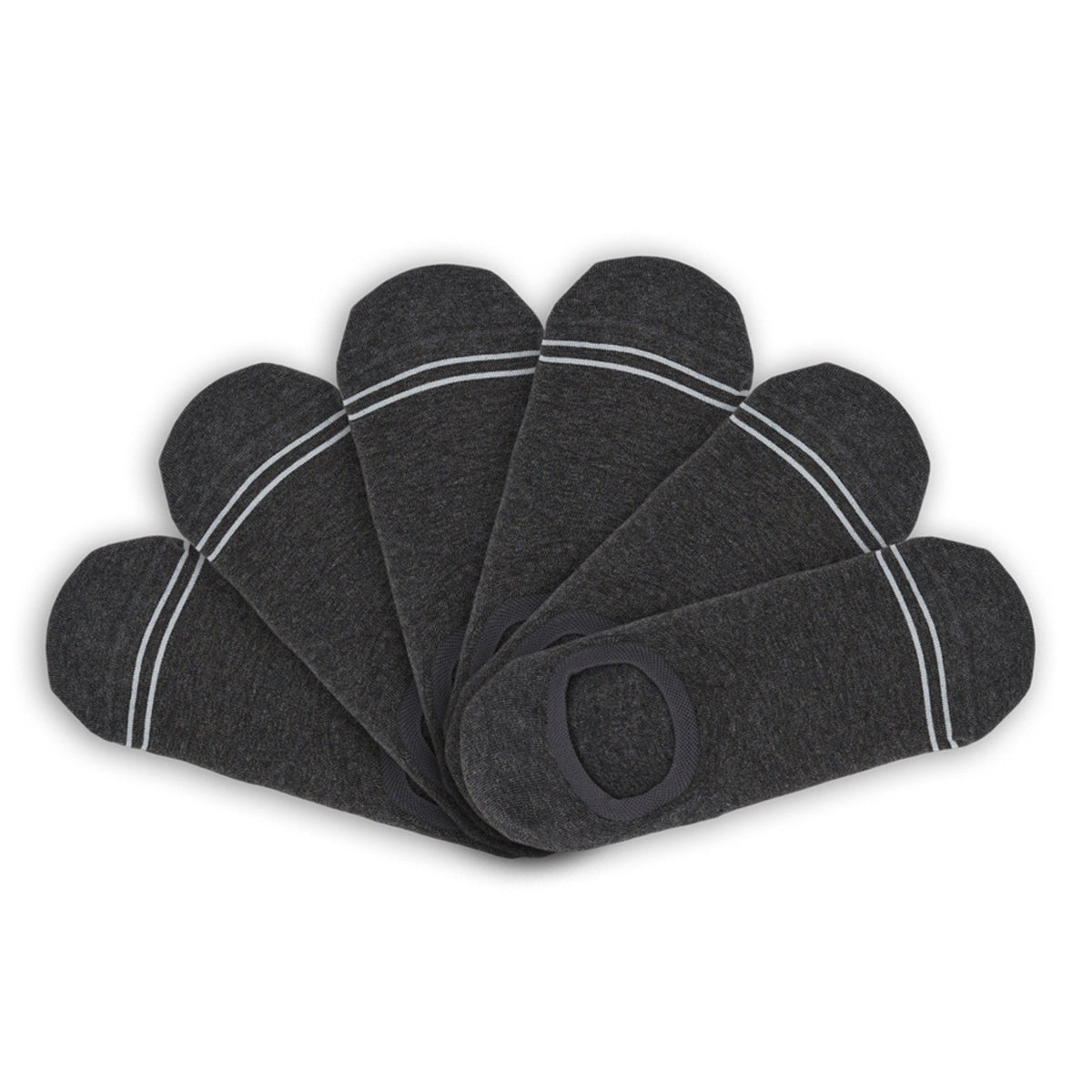Charcoal Cotton No Show - 6 Pack