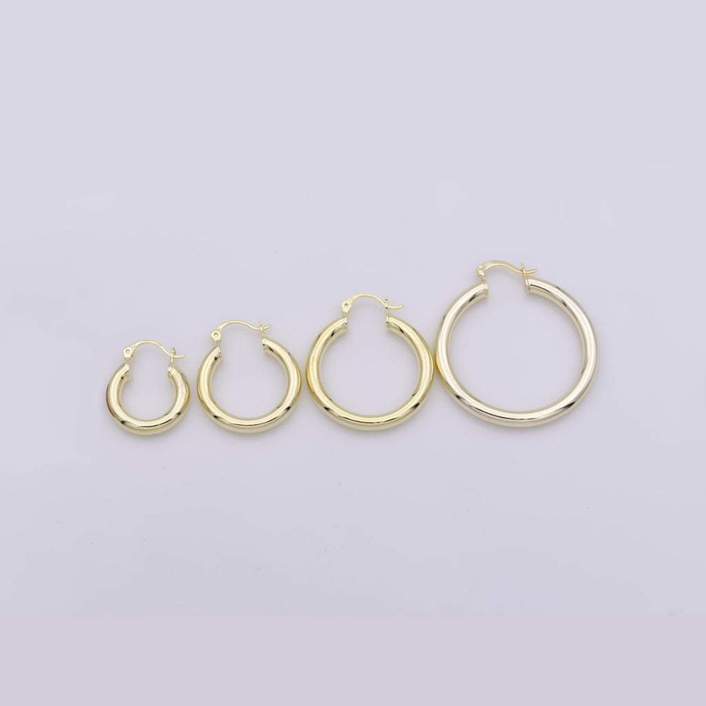Chunky Lightweight Hoop Earrings - Hollow Light Hoop Earrings - Big Gold Hoops - Simple Everyday Earrings 40mm, 35mm, 30mm, 25mm, 20mm Q-460 - Q-463