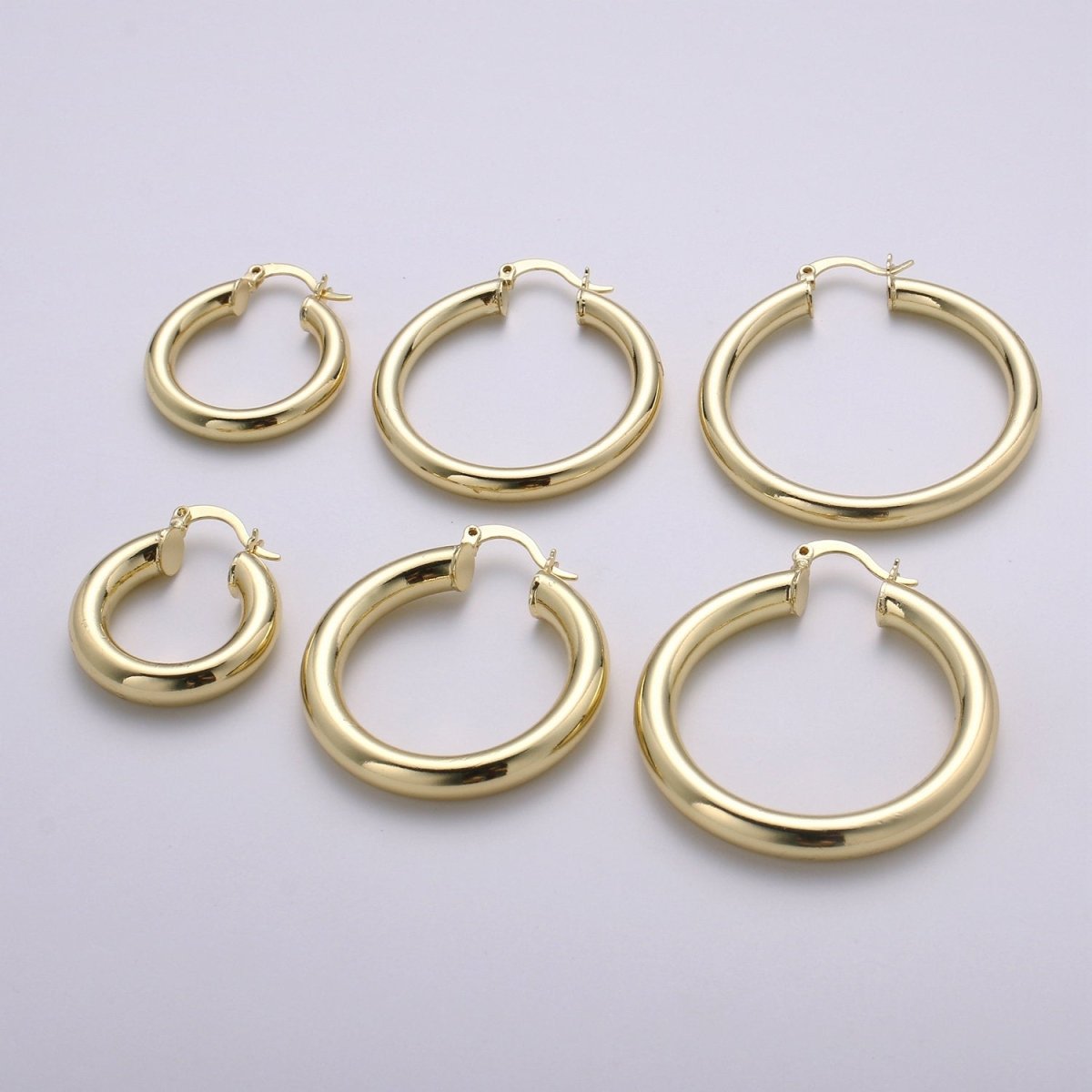 Chunky Lightweight Hoop Earrings - Hollow Light Hoop Earrings - Big Gold Hoops - Simple Everyday Earrings 40mm, 35mm, 30mm, 25mm, 20mm Q-460 - Q-463