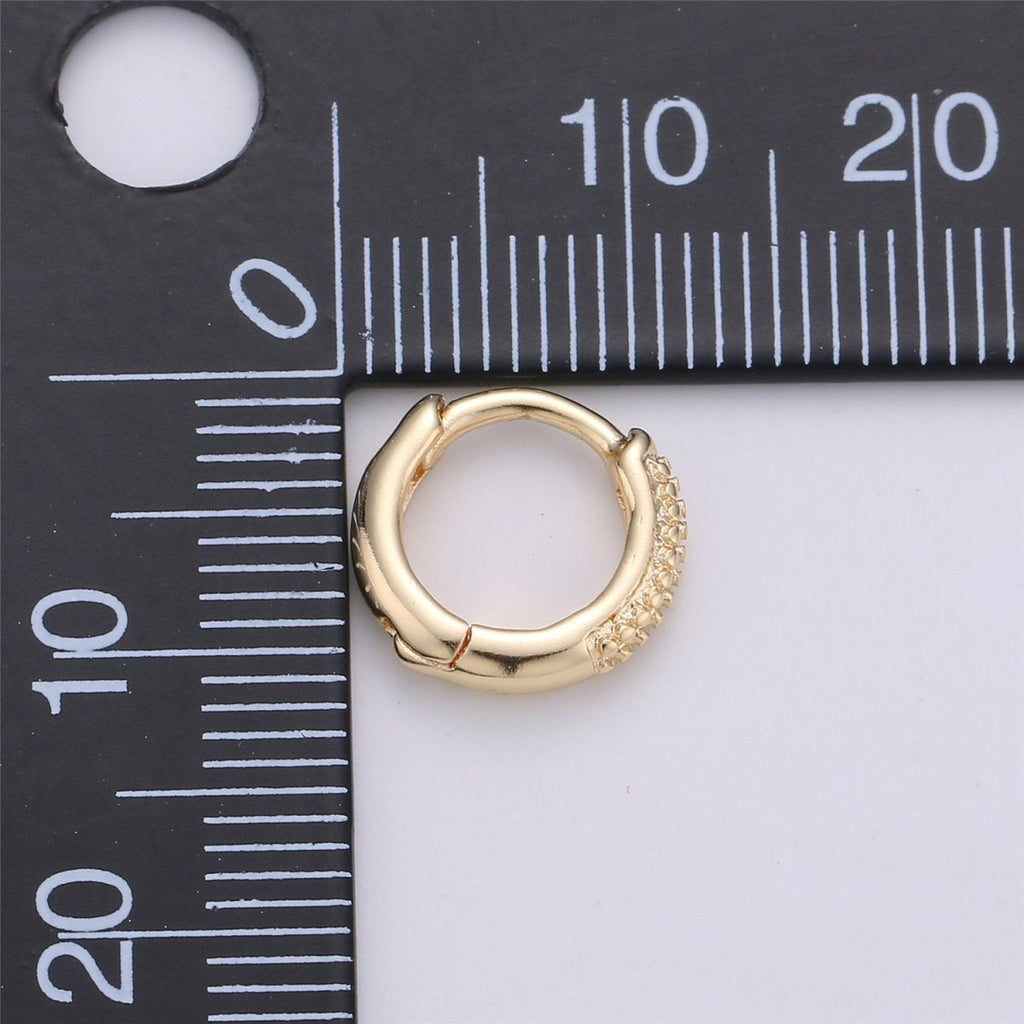 14K Gold Filled 11.5mm, 10mm Textured Minimalist Cartilage Huggie in Gold & Silver | K253 V488