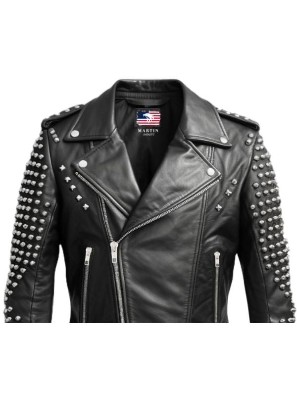 Men's Black Leather Biker Jacket
