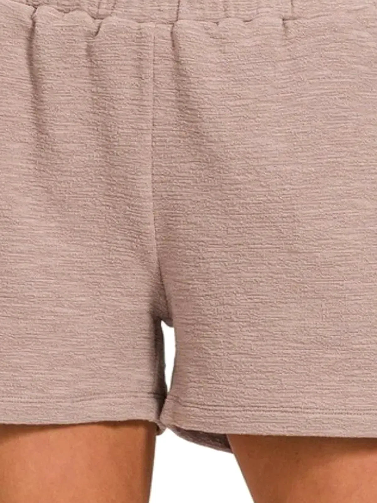 Cotton Slub Elastic Waist Shorts with Pockets
