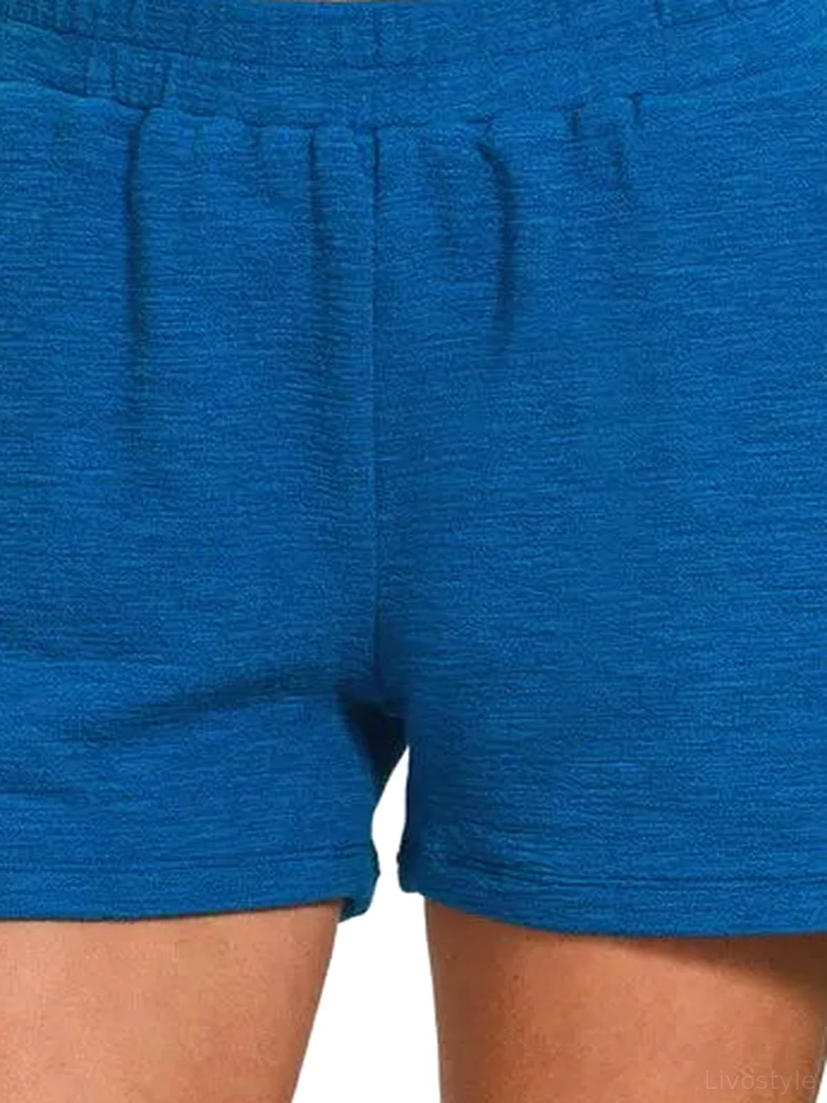 Cotton Slub High Waist Shorts with Pockets