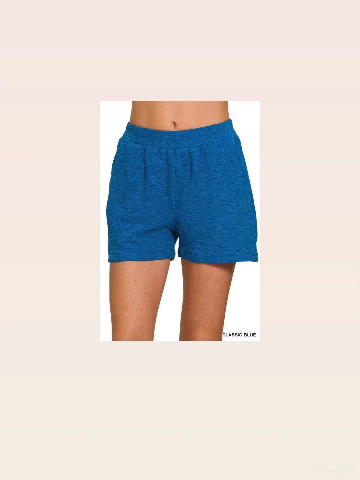 Cotton Slub High Waist Shorts with Pockets