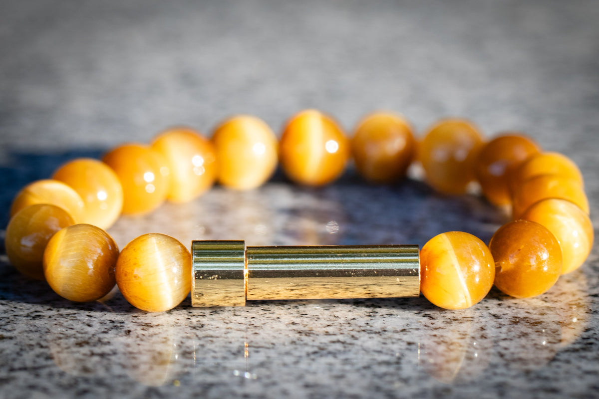 Honey Tiger Eye Cremation Bracelet for Hair Fur or Ash