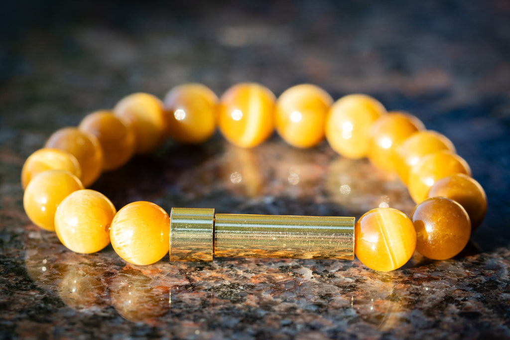 Honey Tiger Eye Cremation Bracelet for Hair Fur or Ash